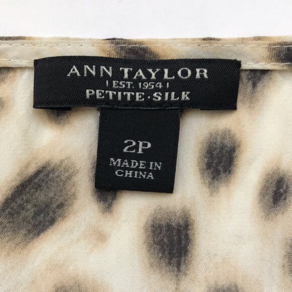 Ann Taylor Silk Animal Print Cowl Neck Blouse Sz 2P - Picture 5 of 6